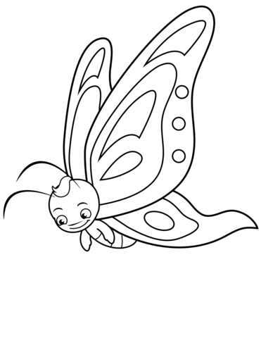 Cute Butterfly Boy Coloring Page